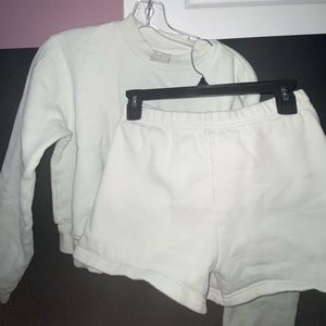 Aritzia TNA Matching COZY Fleece Crew Sweatshirt and Sweatshort